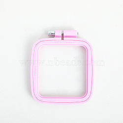 ABS Plastic Cross Stitch Embroidery Hoops, Sewing Tools Accessory, Rectangle, Pearl Pink, 110x95mm(PW22062844073)