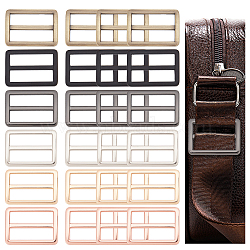 WADORN 24Pcs 6 Colors Alloy Slider Buckles, Adjustable Buckle Fasteners, for Strap Leathercraft Bag Belt, Rectangle, Mixed Color, 39x27.9x4.2mm, Hole: 31.5x8.5mm, 4pcs/color(FIND-WR0010-73)