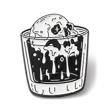 Punk Style Enamel Pin, Black Zinc Alloy Brooch for Backpack Clothes, Skull & Cup, 30x24x1.5mm