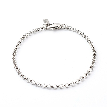 304 Stainless Steel Rolo Chain Bracelets, Stainless Steel Color, 7-1/2 inch(19cm)