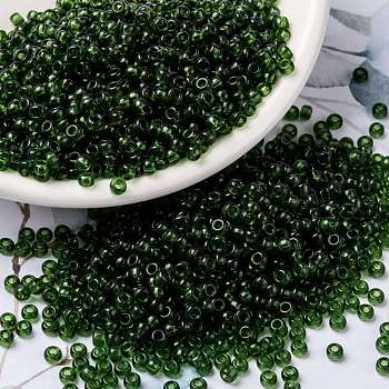 MIYUKI Round Rocailles Beads, Japanese Seed Beads, 8/0, (RR158) Transparent Olive, 8/0, 3mm, Hole: 1mm, about 19000~20500pcs/pound