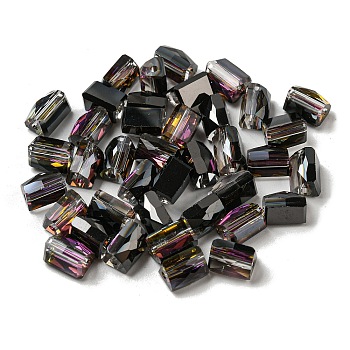 Electroplate Glass Beads, Faceted, Triangle, Black, 7.5x5.5x6mm, Hole: 1.2mm, 100pcs/bag