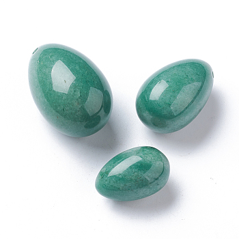 Natural Green Aventurine Pendants Sets, Egg Stone, 45~46x30mm, 39~40x25~25.5mm, 30~31x20~20.5mm, Hole: 1.5~2mm, 3pcs/set