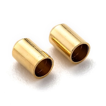 Brass Cord Ends, End Caps Long-Lasting Plated, Real 24K Gold Plated, 5x2.5mm, Inner Diameter: 2mm