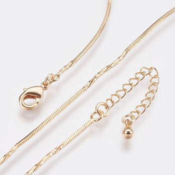 Long-Lasting Plated Brass Chain Necklaces, with Lobster Claw Clasp, Nickel Free, Real 18K Gold Plated, 17.7 inch (45cm), 1mm