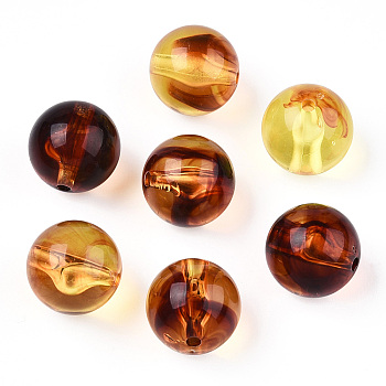 Transparent Acrylic Beads, Round, Sienna, 15.5mm, Hole: 2mm