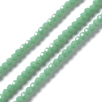 Faceted(32 Facets) Glass Beads Strands, Round, Medium Aquamarine, 4mm, Hole: 1mm, about 99~107pcs/strand, 14.09~15.43''(35.8~39.2cm)