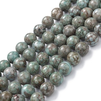 Natural Maifanite/Maifan Stone Beads Strands, Dyed, Round, Cadet Blue, 8mm, Hole: 1.2mm, about 47pcs/strand, 15.55''(39.5cm)