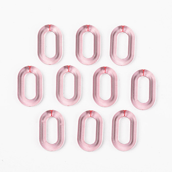 Transparent Acrylic Linking Rings, Quick Link Connectors, for Cable Chains Making, Unwelded, Oval, Pink, 27x16.5x4.5mm, Inner Diameter: 18x7.5mm