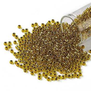 TOHO Round Seed Beads, Japanese Seed Beads, (745) Copper Lined Marigold, 8/0, 3mm, Hole: 1mm, about 222pcs/bottle, 10g/bottle