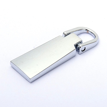 Zinc Alloy Zipper Slider, for Garment Accessories, Silver, 3.8x1.3x0.4cm, Hole: 0.7x0.7