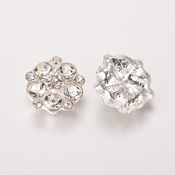 Alloy Rhinestone Cabochons, Flower, Crystal, 16x15.5x6mm