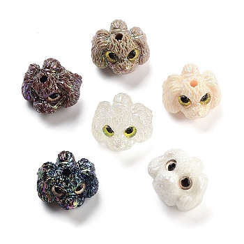 Opaque Resin Beads, Dog Head Beads, Mixed Color, 13~14x19x18mm, Hole: 2.5mm