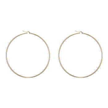 304 Stainless Steel Big Hoop Earrings, Hypoallergenic Earrings, Ring Shape, Golden, 12 Gauge, 79x2mm, Pin: 0.7x1mm