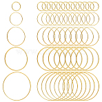 300Pcs 5 Styles Brass Linking Rings, Round, Golden, 10~30x0.7~1mm, 60pcs/color(KK-PH0011-45G)