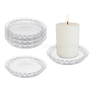 Glass Candle Holder, Table Centerpiece, Perfect Home Party Decoration, Flat Round, Clear, 9.5x1.5cm, Inner Diameter: 7.25cm(AJEW-WH0314-226)