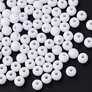 Opaque Acrylic Beads, Round, White, 6x5mm, Hole: 1.8mm, about 440pcs/50g(X-MACR-S370-C6mm-01)