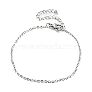 304 Stianless Steel Cable Chain Bracelet Making, with Extension Chain and Lobster Claw Clasps, Stainless Steel Color, 5-7/8 inch(15cm)(STAS-CJ0001-134P)