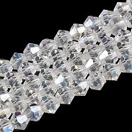 Transparent Electroplate Glass Beads Strands, AB Color Plated, Faceted, Bicone, Clear AB, 2.9~3.3x2.5mm, Hole: 0.7mm, about 145~150pcs/strand, 16.34~16.54 inch(41.5~42cm)(EGLA-A039-T2mm-B13)