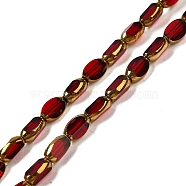 Electroplate Opaque Color Glass Beads Strands, Faceted, Oval, Brown, 7x4.5x3.5mm, Hole: 1mm, about 50pcs/strand, 12.99''(33cm)(EGLA-Q127-A01-02G)