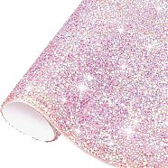 Glitter Resin Hotfix Rhinestone(Adhesive On The Back), Rhinestone Trimming, Costume Accessories, Rectangle, Pink, 39.5x23.5x0.3cm(DIY-WH0166-23G)