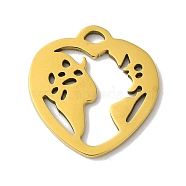 5Pcs 201 Stainless Steel Pendants, Laser Cut, Heart with Map Charm, Real 18K Gold Plated, 17x16x1mm, Hole: 2x1mm(STAS-Z068-03G)