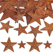 50Pcs 2 Styles Iron Pendants, Rusting, Star, Coconut Brown, 25.4~47x25.4~47x4mm, Hole: 1mm, 25pcs/style(IFIN-GF0001-41B)