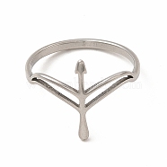 304 Stainless Steel Hollow Out Arrow Finger Ring for Women, Stainless Steel Color, Inner Diameter: 18mm(RJEW-K239-07P)