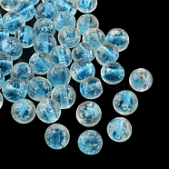 Perles vernissées lumineuses manuelles, ronde, bleu profond du ciel, 9~10mm, Trou: 1~2mm(LAMP-R125-10mm-04)