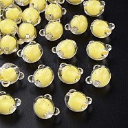 Transparent Acrylic Beads, Bead in Bead, Bear, Yellow, 16x18x15.5mm, Hole: 3mm, about 220pcs/500g(MACR-S373-122-B05)