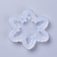 Christmas Pendant Food Grade Silicone Molds, Resin Casting Molds, For UV Resin, Epoxy Resin Jewelry Making, Snowflake, White, 62.5x59x8mm, Hole: 3.5mm, Inner Diameter: 48x48mm(DIY-L026-087B)