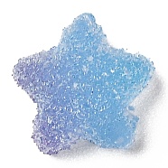 Resin Decoden Cabochons, Imitation Candy, Two Tone, Gradient Color, Star, Azure, 11x11.5x5mm(CRES-Y001-02B-03)