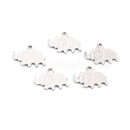 304 Stainless Steel Charms, Elephant, Stainless Steel Color, 9x12x0.8mm, Hole: 1.4mm(STAS-F266-13P)