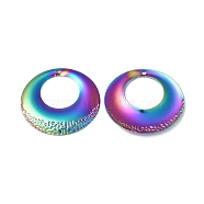 Ion Plating(IP) 304 Stainless Steel Pendants, Round Ring Charm, Rainbow Color, 32x2mm, Hole: 1.4mm(STAS-C066-20M)