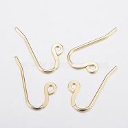 304 Stainless Steel Earring Hooks, with Horizontal Loop, Golden, 12x22x0.9mm, Hole: 2mm, Pin: 0.9mm(X-STAS-H436-07)