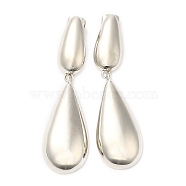 Brass Stud Earrings, Double Teadrop Dangle Ear Stud for Women, Platinum, 55x16mm(EJEW-K248-03P)