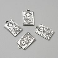 Tibetan Style Alloy Pendants, Antique Silver, Rectangle with Tarot Pattern, Antique Silver, 23x14x1.5mm, Hole: 1.8mm(FIND-WH0114-27B)