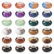 66Pcs 11 Colors Rondelle Resin European Beads, Large Hole Beads, Imitation Stones, with Silver Tone Brass Double Cores, Mixed Color, 13.5x8mm, Hole: 5mm, 6pcs/color(RPDL-TA0001-01)