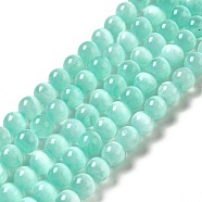 Natural Selenite Beads Strands, Grade A, Dyed, Round, Medium Aquamarine, 8.5mm, Hole: 0.8mm, about 46pcs/strand, 15.35''(39cm)(G-P493-01G)