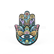 Porcelain Cup Mats, Coasters, with Anti-slip Cork Bottom, Water Absorption Heat Insulation, Hamsa Hand/Hand of Miriam with Eye, Colorful, 150x100mm(PORC-PW0001-074E)