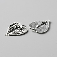 Tibetan Style Alloy Pendants, Heart with Wing Charms, Antique Silver, 29.5x24x2mm, Hole: 2.2mm(FIND-CJC0007-49)