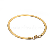 304 Stainless Steel Bracelets, Herringbone Chain Bracelets, with Lobster Claw Clasps, Real 18K Gold Plated, (7.08 inch)18cm, 3x0.5mm(X-BJEW-D418-01G)