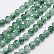 Natural & Dyed Malaysia Jade Bead Strands, Round, Imitation Flower Jade, Green, 10mm, Hole: 1.0mm, about 38pcs/strand, 15 inch(G-A146-10mm-C01)