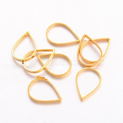 Brass Linking Rings, teardrop, plated in golden color, about 7mm wide, 11mm long, 1mm thick(X-EC0317x11mm-G)