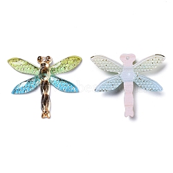 Transparent Resin Pendants, Dragonfly, Yellow Green, 26.5x31.5x3.5mm, Hole: 1mm(RESI-WH0020-020G)