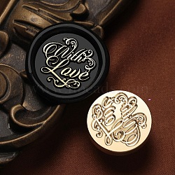 With Love Wax Seal Brass Stamp Heads, for Wax Seal Stamp, Golden, Word, 25x15mm, Inner Diameter: 7mm(AJEW-M038-01H-G)