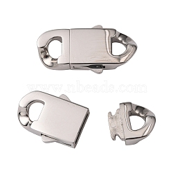 304 Stainless Steel Box Clasps, Oval, Stainless Steel Color, 24x13x4.5mm, Hole: 3x4mm(STAS-S080-03B-P)