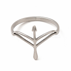 Non-Tarnish 304 Stainless Steel Hollow Out Arrow Finger Ring for Women, Stainless Steel Color, Inner Diameter: 18mm(RJEW-K239-07P)