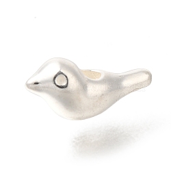 925 Sterling Silver Beads, Bird, with 925 Stamp, Silver, 5x10x4mm, Hole: 1.6mm(STER-G043-03S)