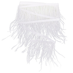 2M Fashion Ostrich Feather Cloth Strand Costume Accessories, White, 100~150mm(FIND-GF0004-66B)